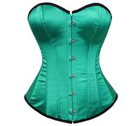 Josamogre Green Corset Top Overbust Bustier Satin Basques Sexy Vintage Plus Size Fashion XXS