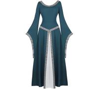 Josamogre Medieval Dresses for Women Renaissance Costume Irish Over Deluxe Victorian Vintage Halloween Cosplay Dark Green XL