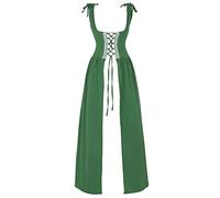 Josamogre Renaissance Costume Women Medieval Dress Short Sleeve Gown Irish Over Deluxe Victorian Vintage Cosplay Party Halloween Green 2XL