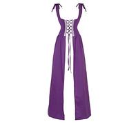 Josamogre Renaissance Costume Women Medieval Dress Short Sleeve Gown Irish Over Deluxe Victorian Vintage Cosplay Party Halloween Purple 3XL