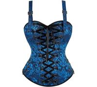 Josamogre Steampunk Corset Top Pirate Costume for Women Bustier with Straps Gothic Ladies Basques Halloween Blau 3XL