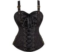 Josamogre Steampunk Corset Top Pirate Costume for Women Bustier with Straps Gothic Ladies Basques Halloween Black L