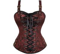 Josamogre Steampunk Corset Top Pirate Costume for Women Bustier with Straps Gothic Ladies Basques Halloween Brown 6XL