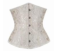 Josamogre Underbust Corset Shaper Bustier top Waist Cincher Body Belt Satin lace up Boned Gothic Plus Size Sexy Khaki XXS