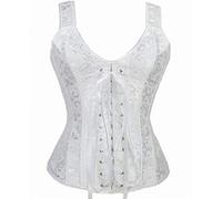 Josamogre White Corset Top Straps Bustiers Plus Size Women Zipper Shaper Burlesque Gothic Vintage M