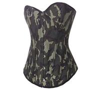 Josamogre Women's Bustiers Sexy Corset Top Gothic Punk Army Camouflage Burlesque Strapless Green XL
