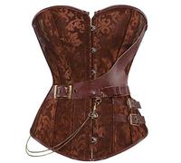 Josamogre Women's Steampunk Corsets Bustiers Gothic Punk Waist Cincher Retro Shapewearop Plus Size pirate Brown 2XL