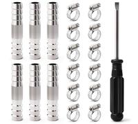 Josaton 6Pcs Hose Barb Fitting 10mm Barbed Hose Connector Stainless Steel 2 Way Straight Hose Fitting with 12Pcs Clamps for Air Gas Water Fuel