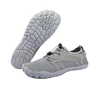 Josaywin Water Shoes for Men Quick Dry Wide Toe Aqua Shoes Adjustable Barefoot Sock for Swim Beach River Pool Surf, D Grey, 18
