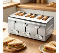 JOSBY 2/4/6 Slice Fully Automatic Toaster, Commercial Stainless Steel Baking Machine, 7 Browning Levels, with Independent & Extra Wide Slots, Defrost/Reheat/Cancel Functions, for Home, Store, Hotel
