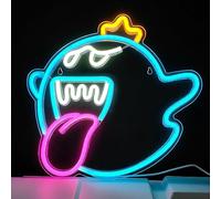 JOSEBRU King Boo The Ghost Face LED Neon Light Mario Lamp Acrylic Sign for Game Room Decor Gaming Light Accessory Gifts for Boy Room Decor (Ice Blue)