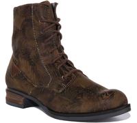 Josef Seibel Sanja 01 Lace Up Side Zip Leather Womens Boots Olive UK 3 - 8
