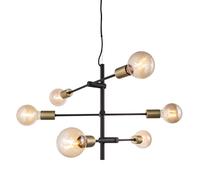 Nordlux Josefine Indoor Pendant/Ceiling Light Black Metal, E27 6X25W with Adjustable Cable-Bedroom, Living Room, Kitchen, Office, Bedside or Study. IP20, Class 2 (Double Insulated)