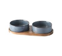 Joselin Ceramic Pet Bowl with Neck Protective Collar Anti-Collision Wooden Tray Pet Feeding Supplies Cat Accessories