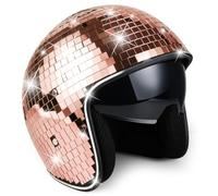 Joselin Disco Ball Costume Hat for Bar DJ Helmet with Retractable Visor Glitter Mirror Glass DiscoHelmet Punk for Club Party