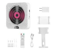 Joselin Portable CD Player Bluetooth CD Speaker Digital Display Stereo Speaker Wall Mounted Music Player Easy to Use White for Student UK Plug