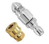 Josenidny 2Pc 5000PSI Sewer Jet Nozzle with Pressure Washer Coupler, Brass Fittings Quick Connector,1/4 Inch to Female NPT
