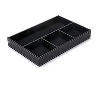 Josenidny 4 Keys Desk Drawer Organiser, PU Leather Storage Organiser Divider for Office Desk Supplies Value Collection and Accessories Purpose Storage Desktop Tray Black