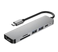 Josenidny 6 in 1 USB Type C Hub Adapter with 4K 30Hz -Compatible Multiport Card Reader USB3.0 TF Video Multi Ports Adapter