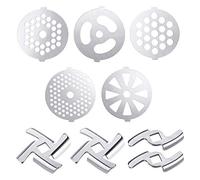 Josenidny 9 Pieces Meat Grinder Blades Meat Grinder Plate Discs Stainless Steel Meat Grinder Accessories for Size 5 Mixer and Meat Grinder