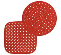 Josenidny Reusable Silicone Liners 8 Inch Round 7.5 Inch Square Basket Mats Tray Accessories Red