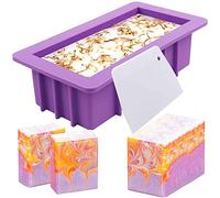 Josenidny Silicone Soap Moulds, 1 Piece 38 oz Rectangular Loaf Mould with Plastic Scraper for Handmade Soap