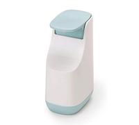 Joseph Bathroom Slim - Compact Soap Dispenser - Easy - Push Pump Head, Non Drip Nozzle, Fill-Level Window, Refillable - White/Blue