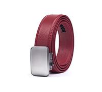 Joseph Elliott Belts Men's Genuine Leather Ratchet Adjustable Golf Belt, Cardinal Red, Brushed Steel, One size