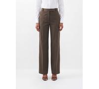 JOSEPH High-Waisted Wide Leg Tailored Trousers in Viscose and Cotton Blend - Size: 42 - female