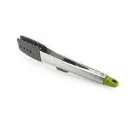 Joseph Joseph 12 inch Elevate Stainless Steel Tongs with silicone, heat resistant tips, space saving lockable handle - Grey / Green