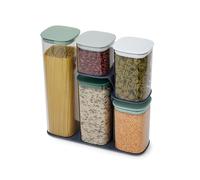 Joseph Joseph 5 piece Podium Airtight Kitchen Food Storage Jar Container Set with Stand, Editions Sage Green