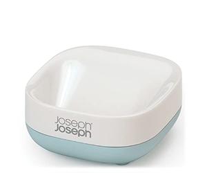 Joseph Joseph 70502 Slim Compact Soap Dish, White/Blue, 7.1 x 3.6 x 8.4 cm