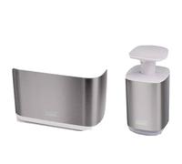 Joseph Joseph Bathroom Beauties - 2-Piece Bathroom Sink Set with Large Toothbrush Holder Caddy and Hygienic Soap Pump Dispenser, Stainless Steel