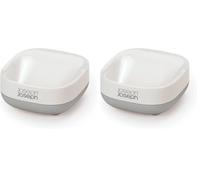 Joseph Joseph Bathroom Slim, Compact, Soap Dish Holder with non-slip base - White/Grey (Pack of 2)