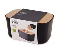 Joseph Joseph Bread Bin with Bamboo Lid Cutting Board - Black Steel