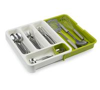 Joseph Joseph DrawerStore - Expandable Cutlery Tray Drawer Organiser for kitchen utensils, White/Green, 8