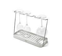 Joseph Joseph DrySmart Folding Wine Stem Glass drying rack, space saving draining board organiser, Recycled Plastic, Grey