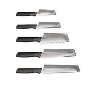 Joseph Joseph Duo 5 Piece Elevate Kitchen Knife set, Japanese Stainless Steel blades, includes Paring, Serrated and Chef's knife with protective sheath, Black/Opal