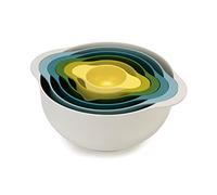 Joseph Joseph Duo 6-piece Compact Food Preparation Set with Mixing Bowls, Measuring cups and Colander, Multicolour