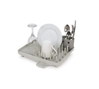 Joseph Joseph Duo Compact Dish Drying Rack, Kitchen Dish Plate Drainer with Utensil Pot and Draining Spout, Grey