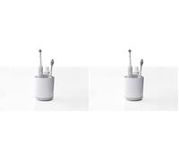 Joseph Joseph Duo Detachable Toothbrush Holder, Compatile with Manual and Electric Toothbrushes, Bathroom Organiser, White, Small (Pack of 2)