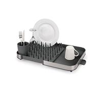 Joseph Joseph Duo Expanding Dish Drainer Rack with Removable Cutlery Holder, Draining Spout, Stainless-steel/Grey