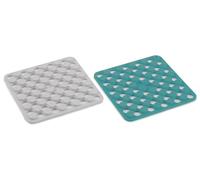 Joseph Joseph Duo Spot-On Set of 2 Silicone Trivets, Heat resistant table mats for hot pots and pans, Blue/White