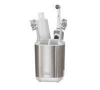 Joseph Joseph Easy-Store - Compact Toothbrush Holder Caddy Bathroom Storage- White/Steel