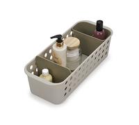 Joseph Joseph EasyStore - Bathroom essentials Storage Basket Organiser with moveable pot and divider, Slimline- Ecru