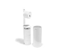 Joseph Joseph EasyStore Toilet Paper Holder Stand, Concealed Storage, Holds 3 Spare Rolls, Gloss White Black