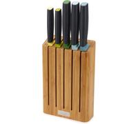 Joseph Joseph Elevate 5-Piece Knife Set with Slimline Bamboo Block - Precision Japanese Stainless Steel Blades, Magnetic Slots