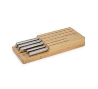 Joseph Joseph Elevate Kitchen Knives, 5-Piece Japanese Stainless Steel Knife Set, Wooden Block for Drawer