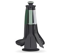 Joseph Joseph Elevate - Kitchen tools & gadgets Carousel 6-Piece Utensil Set with rotating stand, Ergonomic silicone handles, non stick head- Sage Green, 12