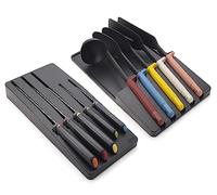 Joseph Joseph Elevate Utensil & Knife 10-piece Set, In Drawer utensils organisation Storage, Black/Multicolour
